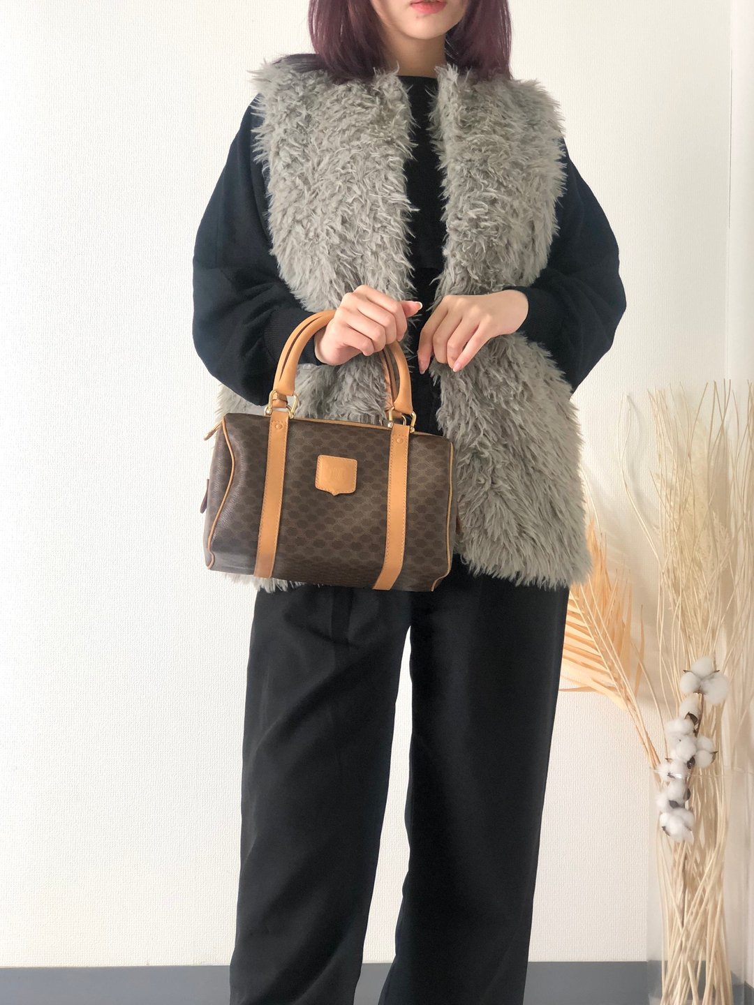 【日本直送，名牌二手包装】CELINE Macadam Brason 压花牛皮 Boston Keepall 手提包棕复古 nidtuf - 手提包/手提袋 - 真皮 咖啡色