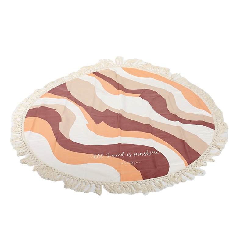 LittleDayz Boutique / 圆型流苏沙滩垫巾 / 直径150cm 1-2人用 - 露营用品 - 聚酯纤维 橘色
