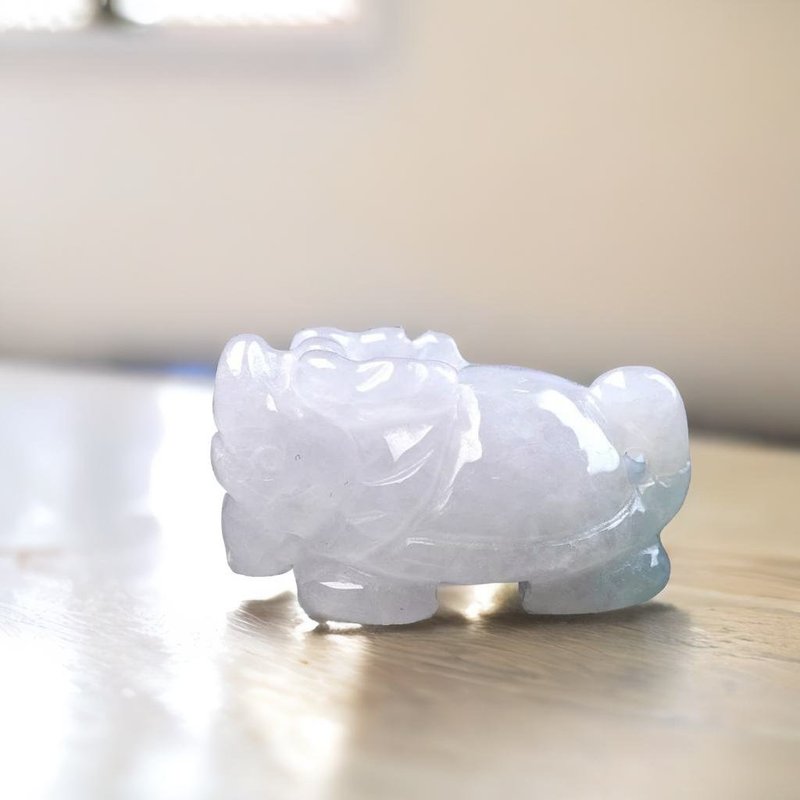 冰种飘花翡翠龙龟 | 天然缅甸玉翡翠A货 | 送礼 - 项链 - 玉石 透明