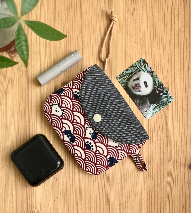 双层棉质收纳包 钱包 / 日风猫咪图案 / 收纳随身物品 - 化妆包/杂物包 - 棉．麻 多色