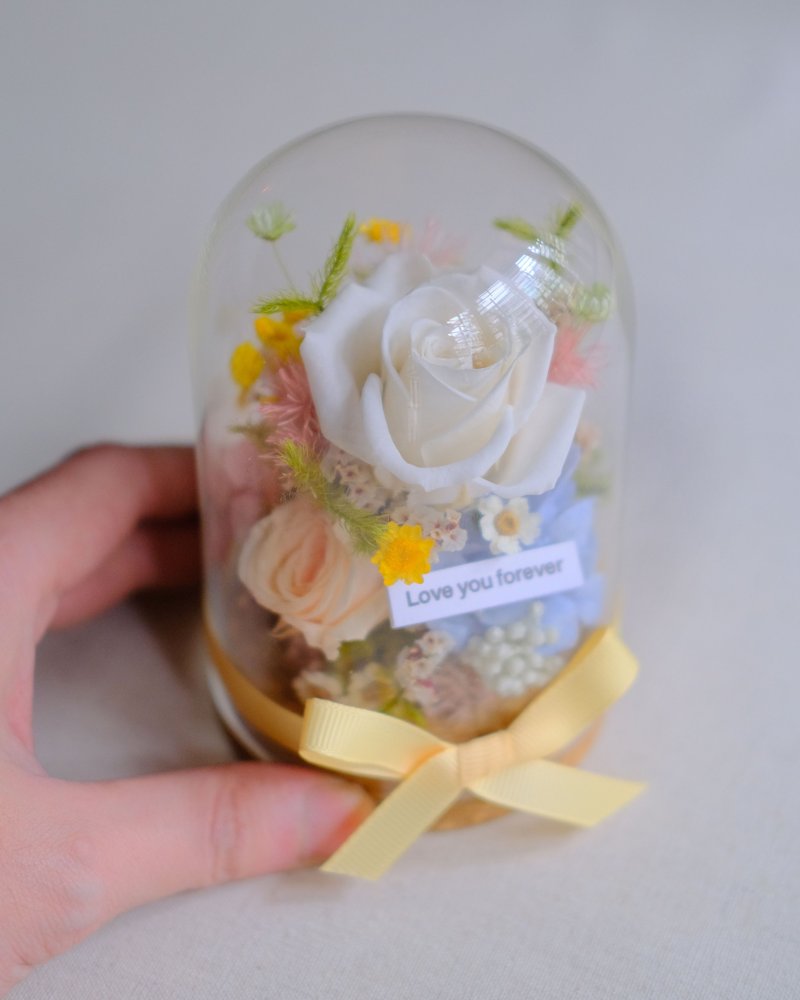 毕业礼物/永生花/干燥花玻璃盅/活力春天色/生日礼物/刻字/ - 干燥花/捧花 - 植物．花 透明