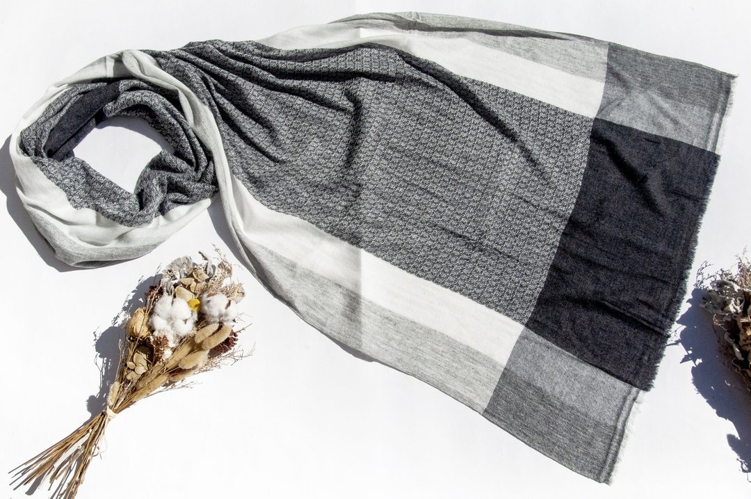 喀什米尔Cashmere 针织围巾 纯羊毛围巾 手织围巾 编织围巾-几何 - 围巾/披肩 - 羊毛 多色