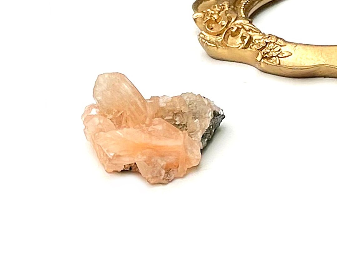 原矿晶簇天然珠光橘小沸石水晶 家居办公室小摆件 疗愈水晶小摆件 - 其他 - 水晶 橘色
