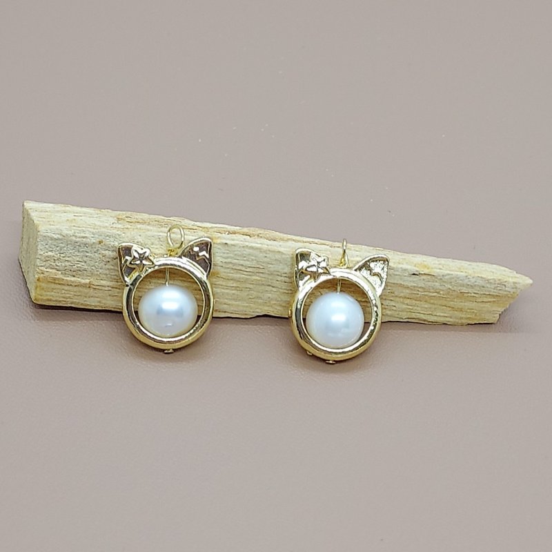 日本淡水珍珠小猫咪吊饰 - 吊饰 - 半宝石 