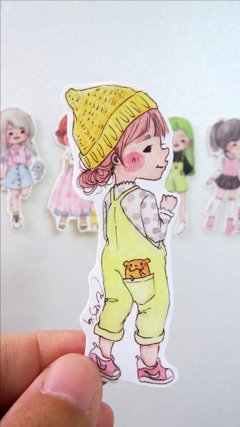 女孩们贴纸K组(五入一组) - 贴纸 - 纸 橘色