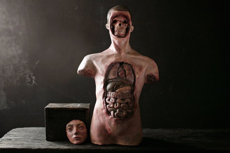 面具脸解剖模型(高35厘米 陶瓷 手工 藏盒) - 玩偶/公仔 - 陶 