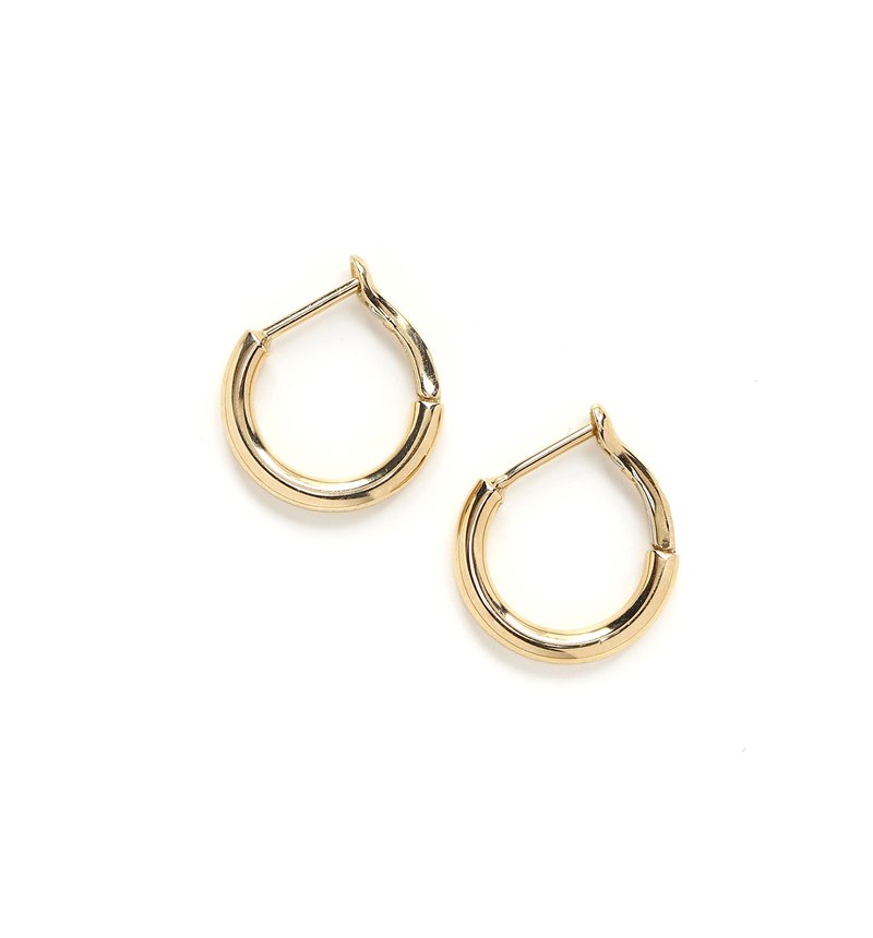[For exitway] Made in Japan K18WG (18K White Gold) One Touch Hoop Earrings 12mm x 2mm [Pair] - 耳环/耳夹 - 其他金属 银色