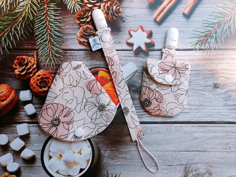 津Handmade 宝宝两件组/平安符袋夹/奶嘴套夹组 - 平安符/符袋 - 棉．麻 