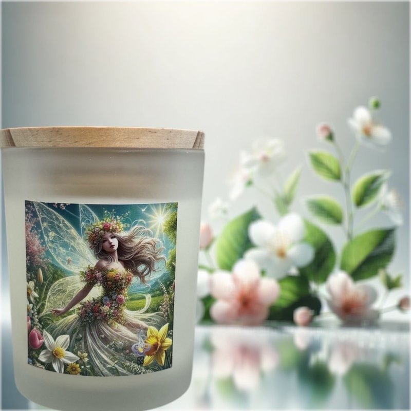 天然大豆蜡 香氛烛杯 花仙子二 招财 桃花 智慧 平安 调香精油 - 蜡烛/烛台 - 蜡 白色