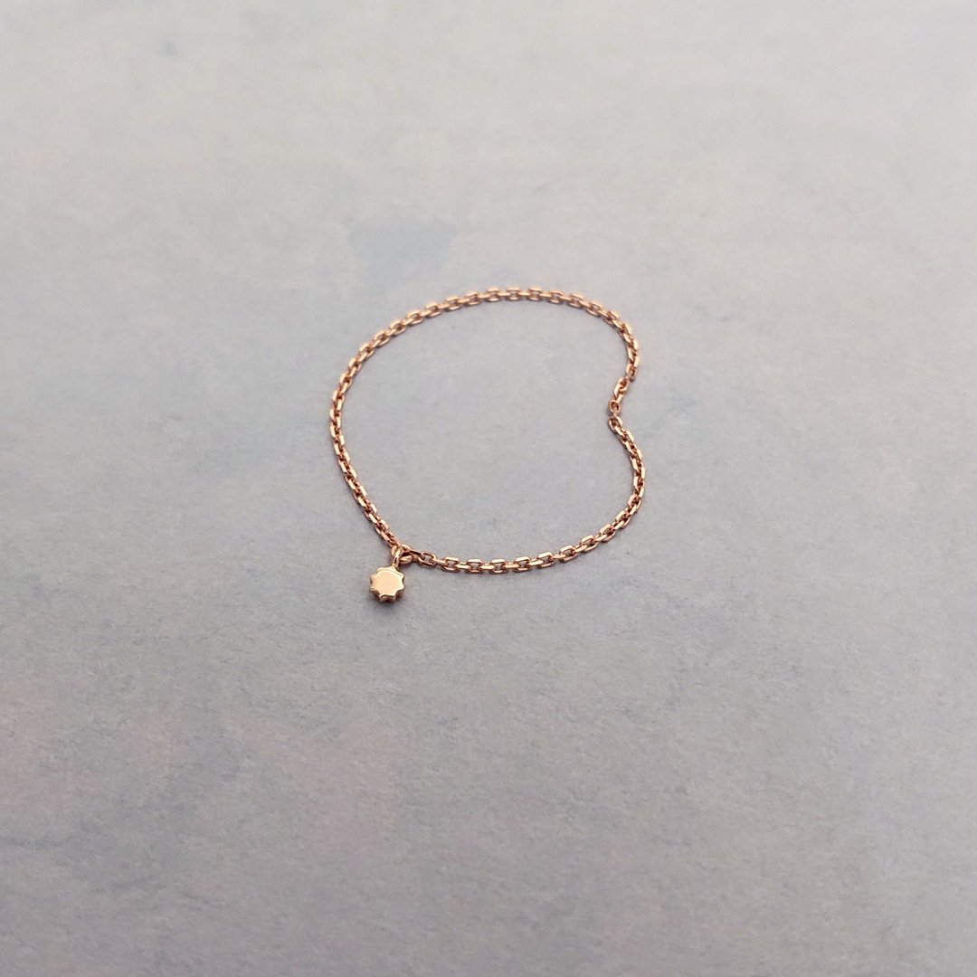 14K纯金 摩洛哥花砖 Zellige 迷你八角星 链戒 - 戒指 - 贵金属 金色