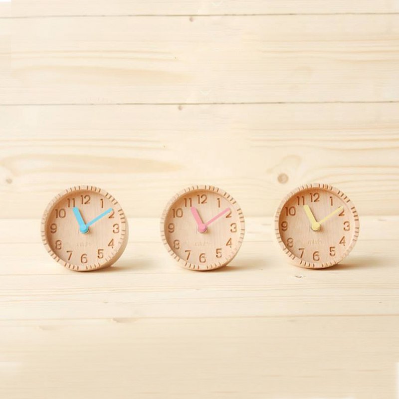 (不完美好品) 简单好时光 | 手工原木桌钟 彩色指针 时钟 座钟 - 时钟/闹钟 - 木头 多色