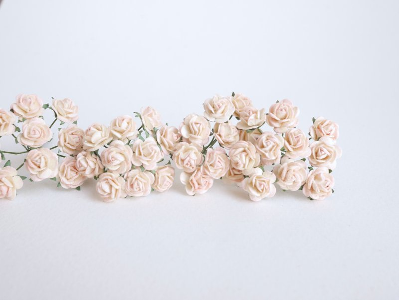 Paper Flower, 100 pieces mulberry rose size 0.8 cm., peach pink brush colors. - 其他 - 纸 粉红色