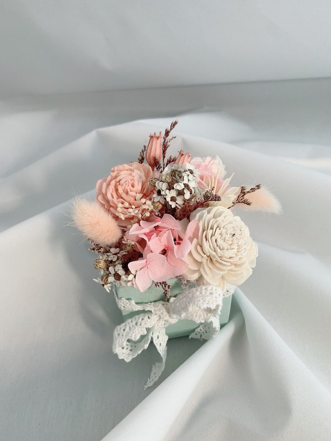 日系粉色系手作小盆花干燥花永生花不凋花送礼生日绣球扩香花 - 干燥花/捧花 - 植物．花 粉红色