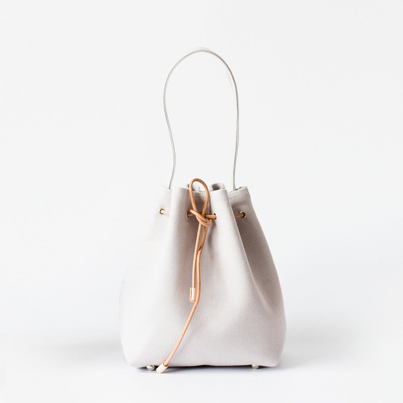 三用帆布水桶包M-淺灰9色客製 聖誕禮物 斜背包 簡約側背包熱賣款 - 侧背包/斜挎包 - 棉．麻 灰色