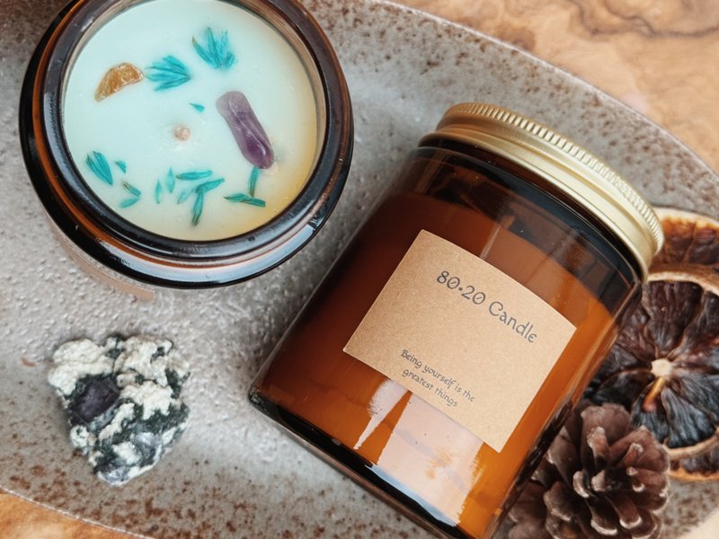 8020 candle 招财贵人 纯精油蜡烛 水晶能量 100ml - 蜡烛/烛台 - 水晶 咖啡色