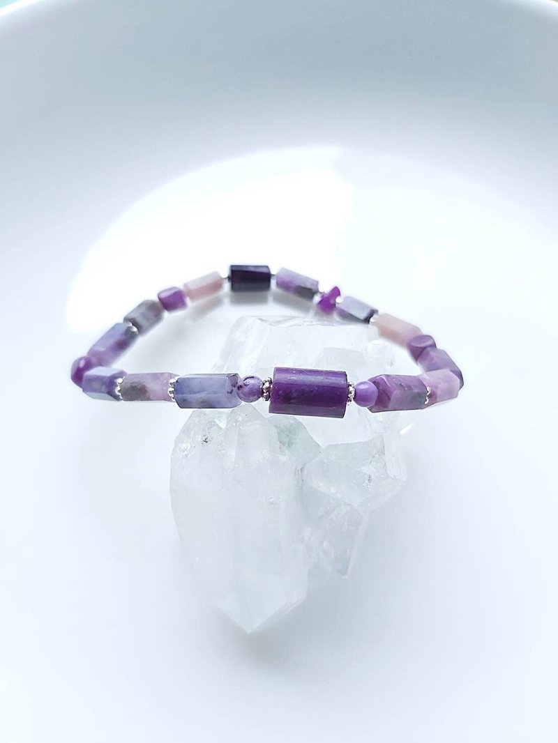 心忱-舒俱莱 柱珠 角柱珠 圆柱珠 舒俱徕 舒俱来水晶 - 手链/手环 - 水晶 紫色