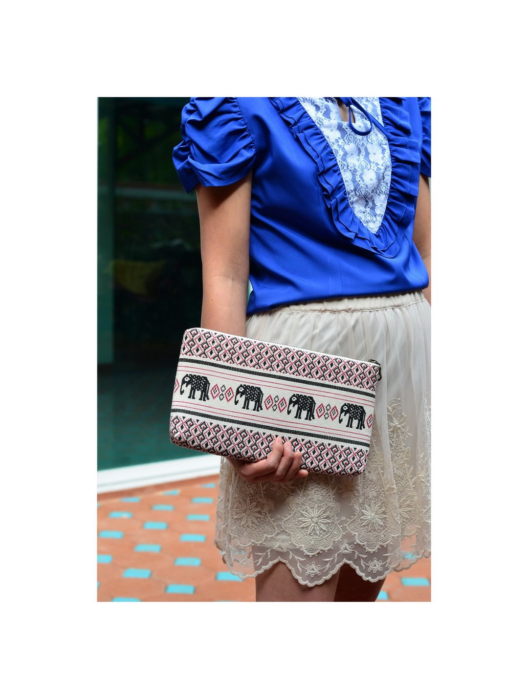 Elephant bag,  Handbags, Wallet, White Bag - 手拿包 - 棉 白色