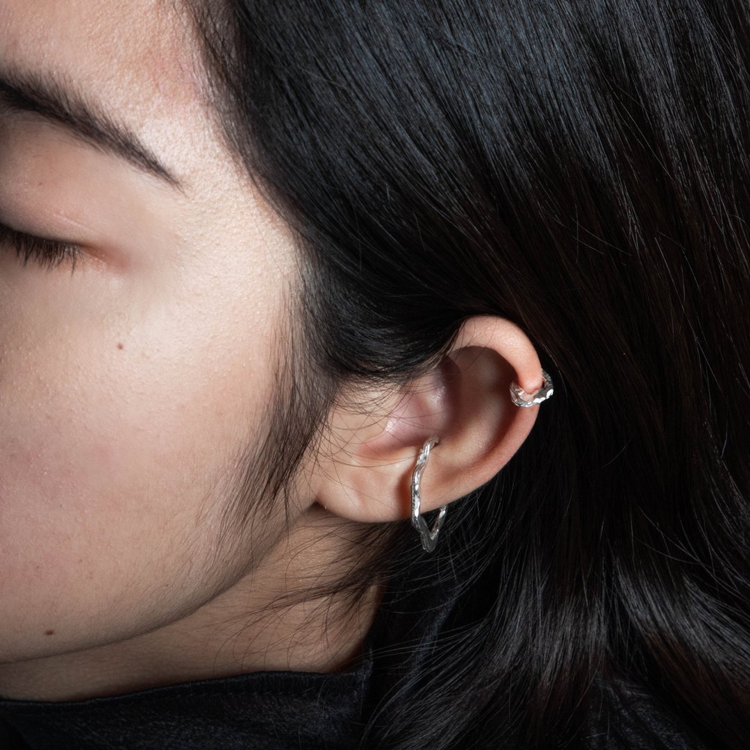 沉积 Sedimentary I 【壑】耳扣 ( 小 ) - 纯银 - 耳环/耳夹 - 纯银 银色