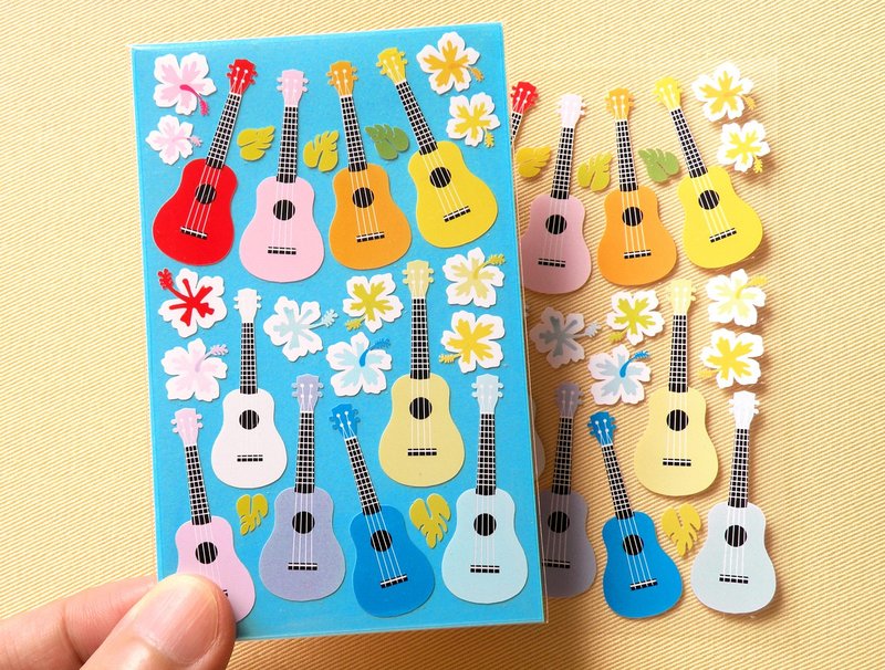 夏威夷吉他贴纸 - 贴纸 - 防水材质 红色