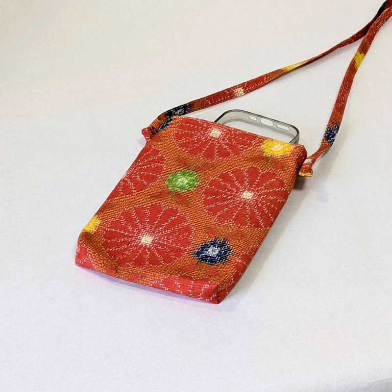 和服改制 手机斜背包 - 侧背包/斜挎包 - 丝．绢 橘色