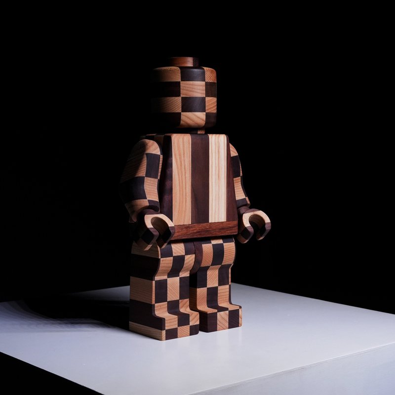 【木质积木人】 X9 格纹-潮玩积木人 - 经典款 - 摆饰 - 木头 