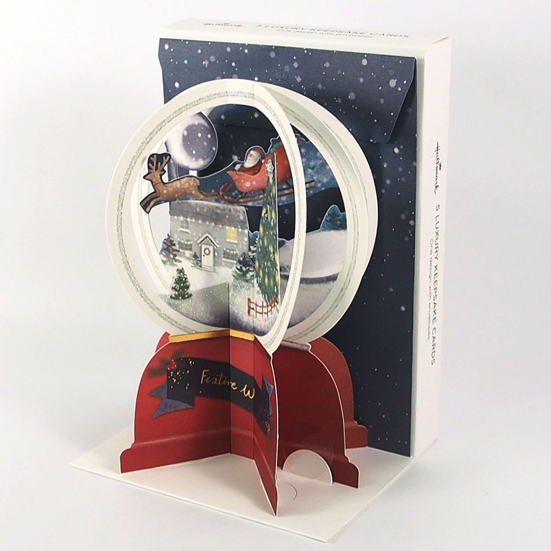 立体圣诞老人水球 耶诞盒卡5入【Hallmark-卡片 圣诞节系列】 - 卡片/明信片 - 纸 蓝色