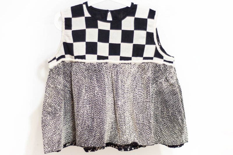 女装 刺绣无袖上衣 有机纯棉麻手绣背心- 手织布刺子绣背心-黑白 - 女装背心 - 棉．麻 多色