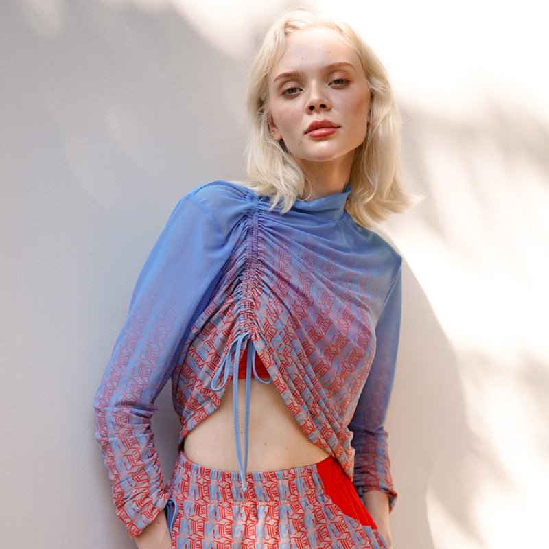 细绳上衣 - 热带花押字 / 网眼泳衣罩衫 BLT070TROP - 女装上衣 - 聚酯纤维 多色