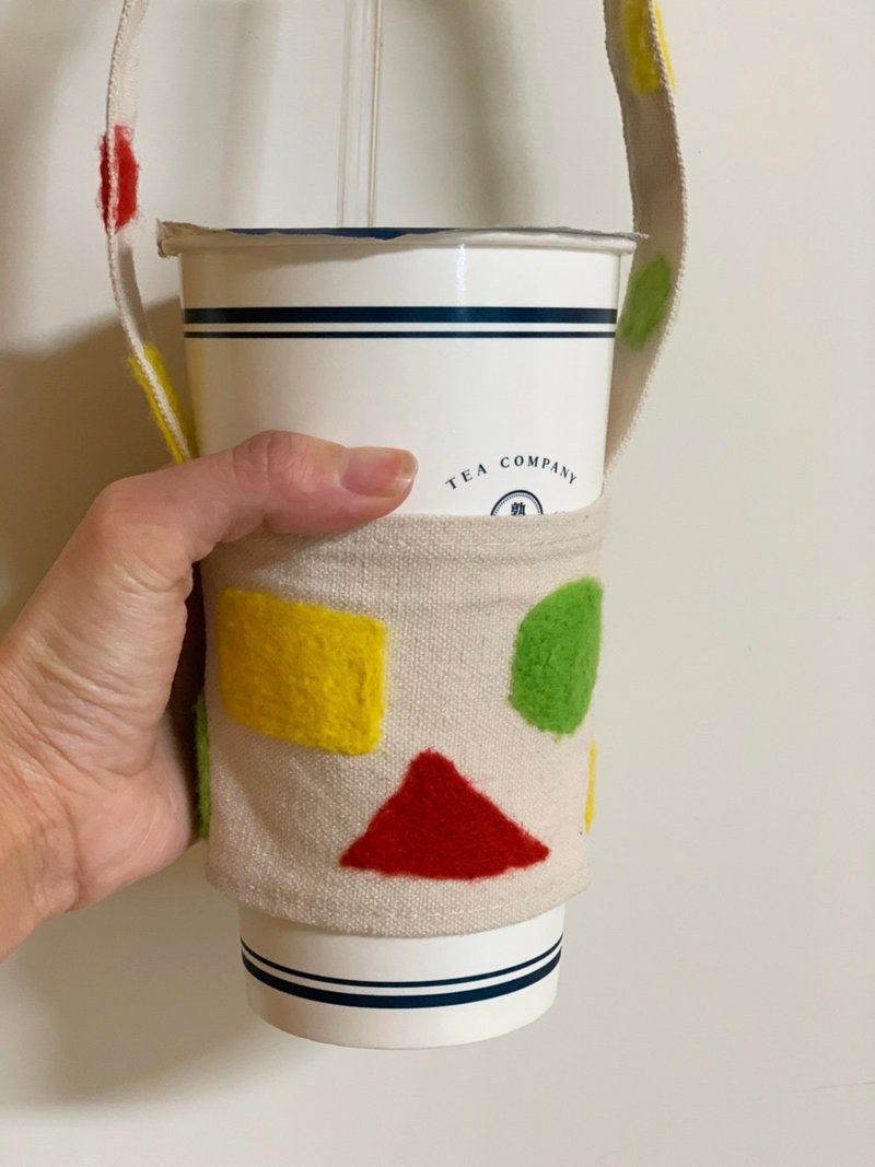 Hanju's羊毛儿。几何图形 杯套 羊毛毡 环保 - 随行杯提袋/水壶袋 - 羊毛 多色