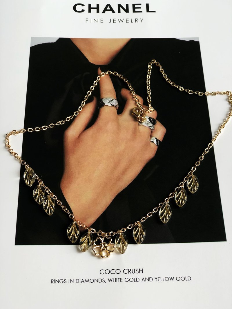 原创花朵叶子项链 - 项链 - 其他材质 金色