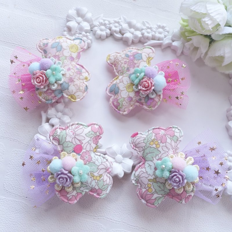 布面小熊 发夹  儿童头饰 Handmade hair clips - 发饰 - 其他材质 