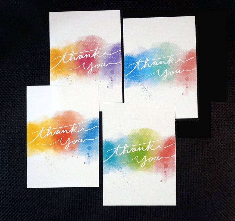 水彩感谢卡 4色 / Thank you card / 万用咭 (连信封) - 卡片/明信片 - 纸 