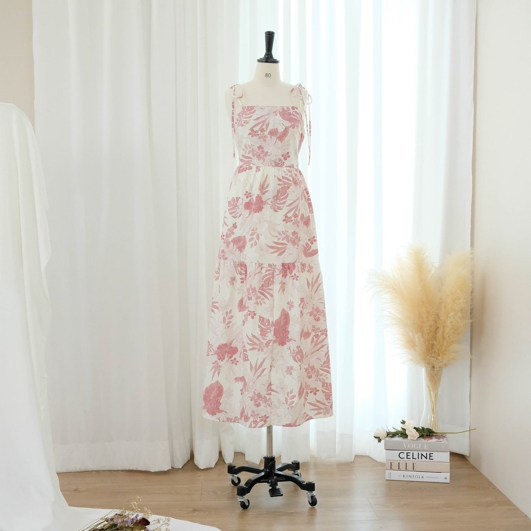 Cotton white floral maxi dress party bridesmaid floral dresses - 洋装/连衣裙 - 棉．麻 白色