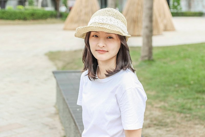 Unni气质马术帽-编织帽 帽子 登山帽 棒球帽 草帽 防晒 straw hat - 帽子 - 植物．花 金色
