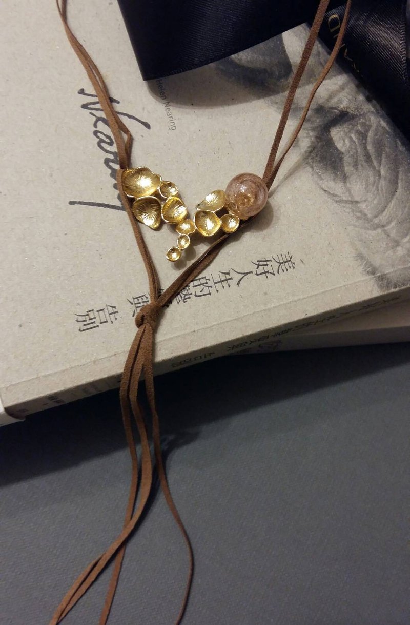 凝 *  手工金沙 琉璃 精油项链 Y字链 单品设计 轻珠宝 - 项链 - 琉璃 粉红色