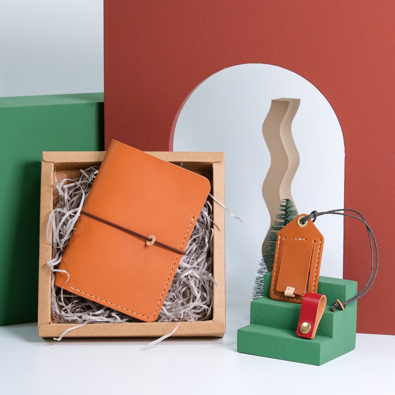 【节庆礼盒/生日礼物】-旅行组礼盒-护照夹,行李吊牌 - 护照夹/护照套 - 真皮 咖啡色