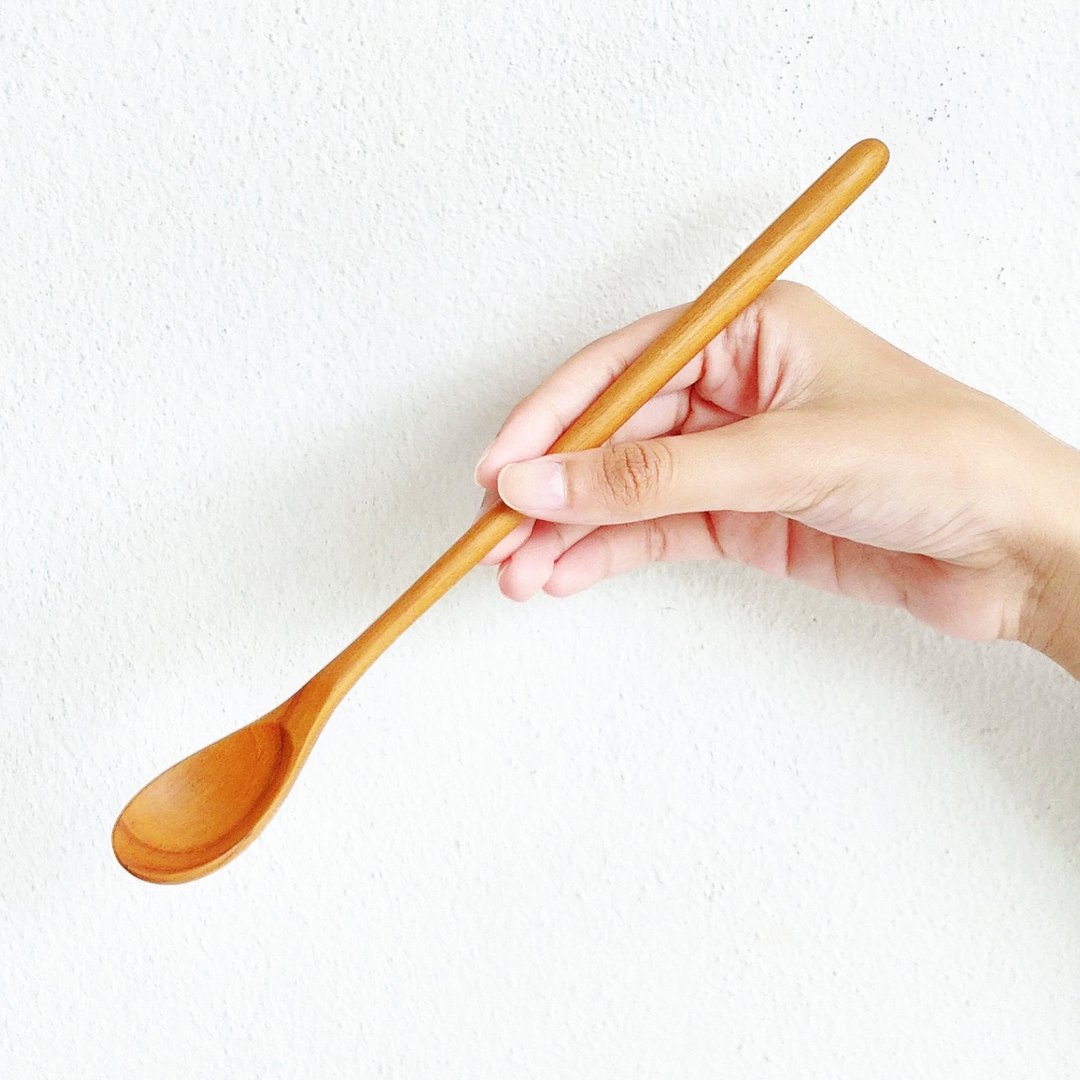 Kupri 柚木鸡尾酒勺、台勺、长柄勺、冰淇淋、冰沙、木勺 - 餐刀/叉/匙组合 - 木头 