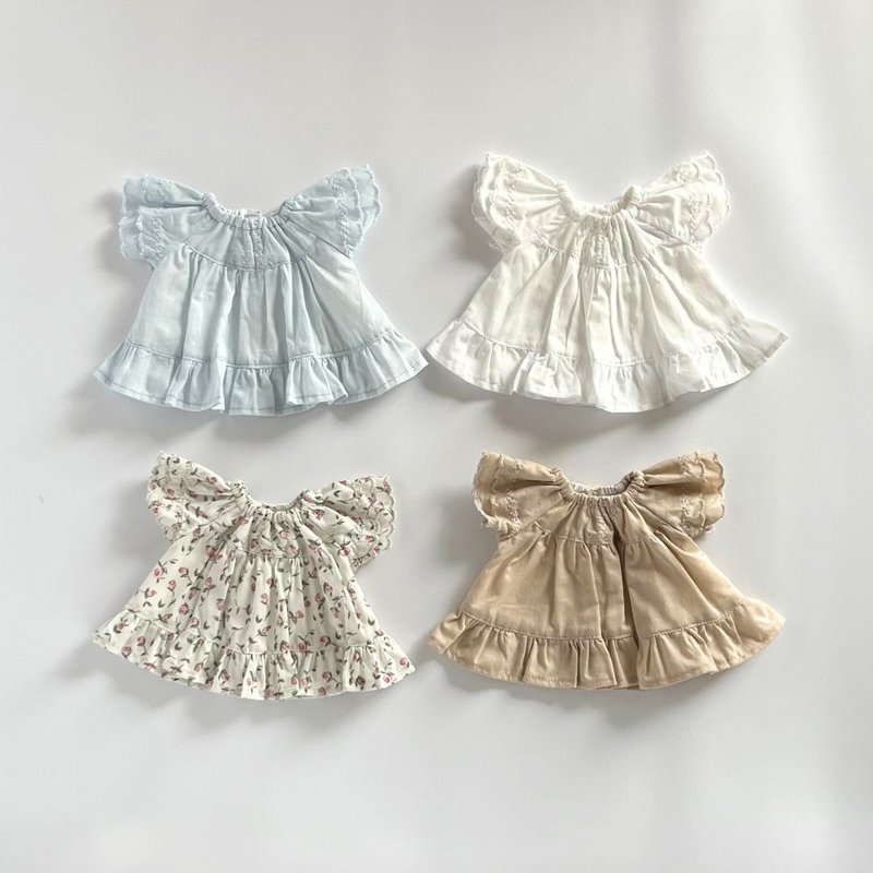 刺绣扇贝形洋装 - 玩具/玩偶 - 棉．麻 白色