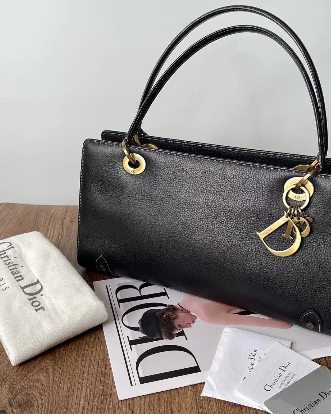 Dior 横版黛妃 经典vintage黑色荔枝皮手提腋下包Y2K - 侧背包/斜挎包 - 真皮 黑色