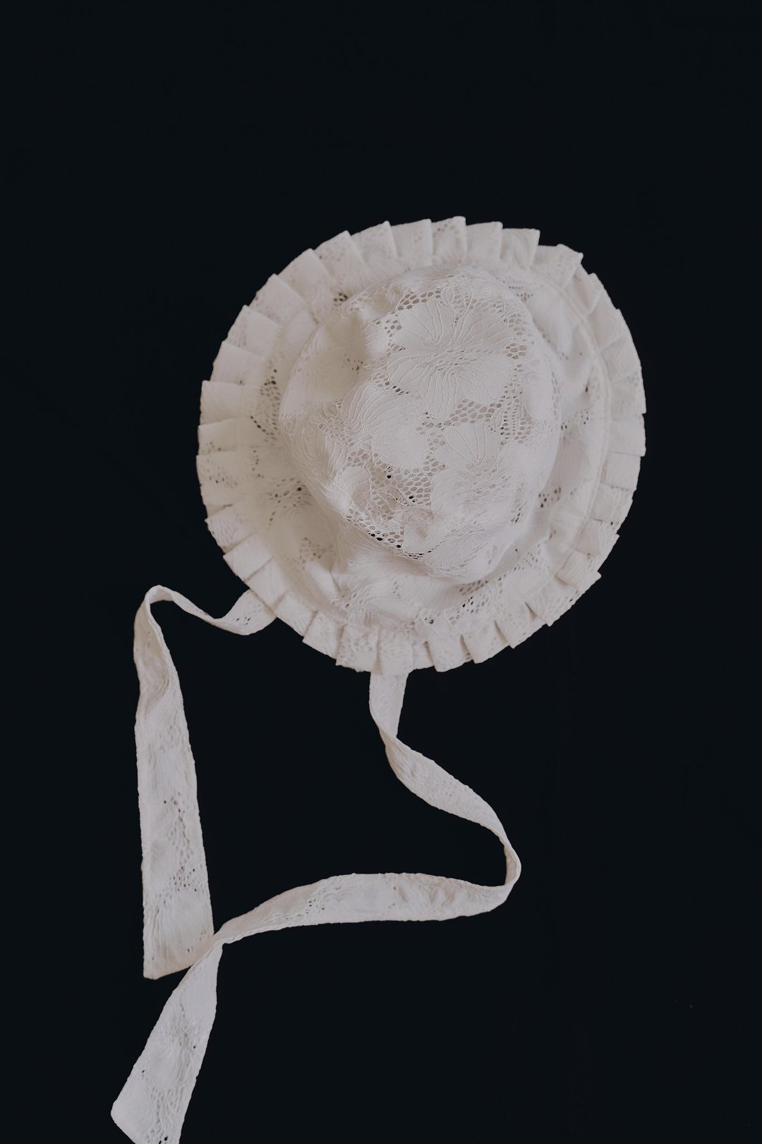 handmade lace pleated hat 手工细节百褶帽 White 白蕾丝 - 帽子 - 棉 白色