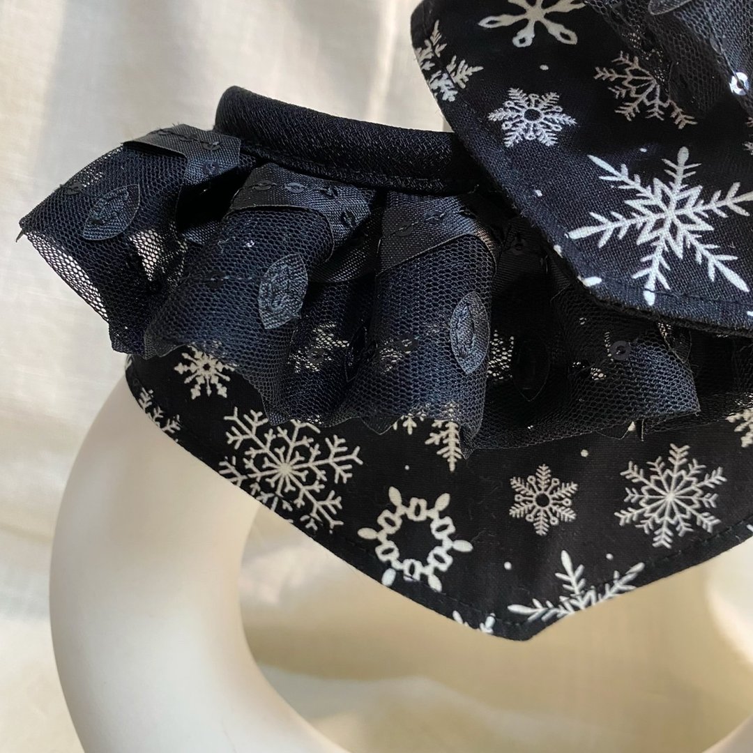 发裁手作。Facai Handmade 宠物领巾 毛孩玛格领_夜光雪尘 - 衣/帽 - 棉 黑色