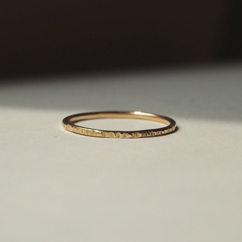 14K 纯K金-直纹锻敲 细戒 线戒 - 戒指 - 贵金属 金色