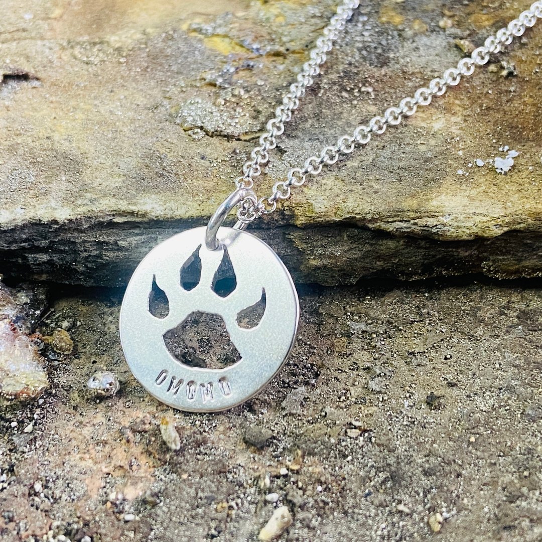 纯银 猫 爪 项链 可定制姓名 S551 - 项链 - 铜/黄铜 金色