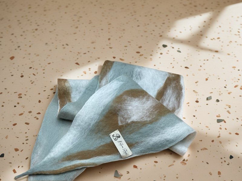 顶级美丽诺羊毛围巾-湖雾流光2 - 围巾/披肩 - 羊毛 灰色