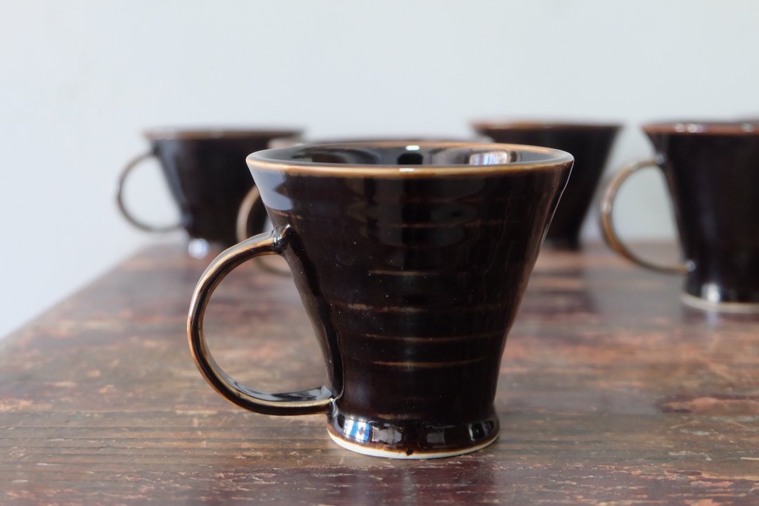 手作古朴黑釉陶瓷咖啡杯日式 - 茶具/茶杯 - 陶 黑色