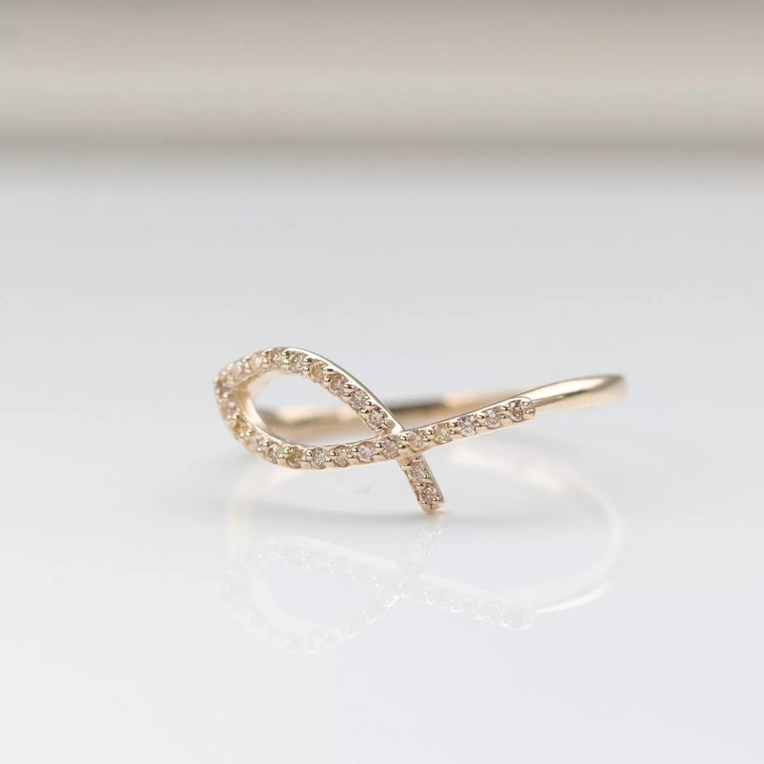 14K Lucky Fish Diamond Ring 幸运鱼钻石戒指洗澡免摘  流汗碰水 - 戒指 - 贵金属 金色