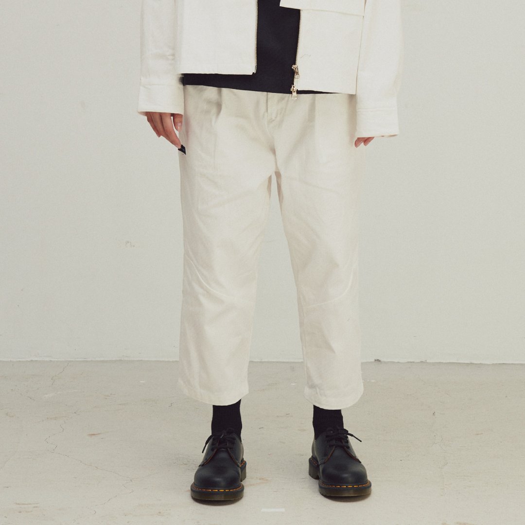 DYCTEAM - EVOLVE(D) - White Logo jacquard crop pants - 男士长裤 - 棉 白色