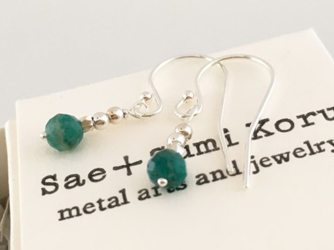 Aventurine ◇ SV earrings / Clip-On - 耳环/耳夹 - 宝石 