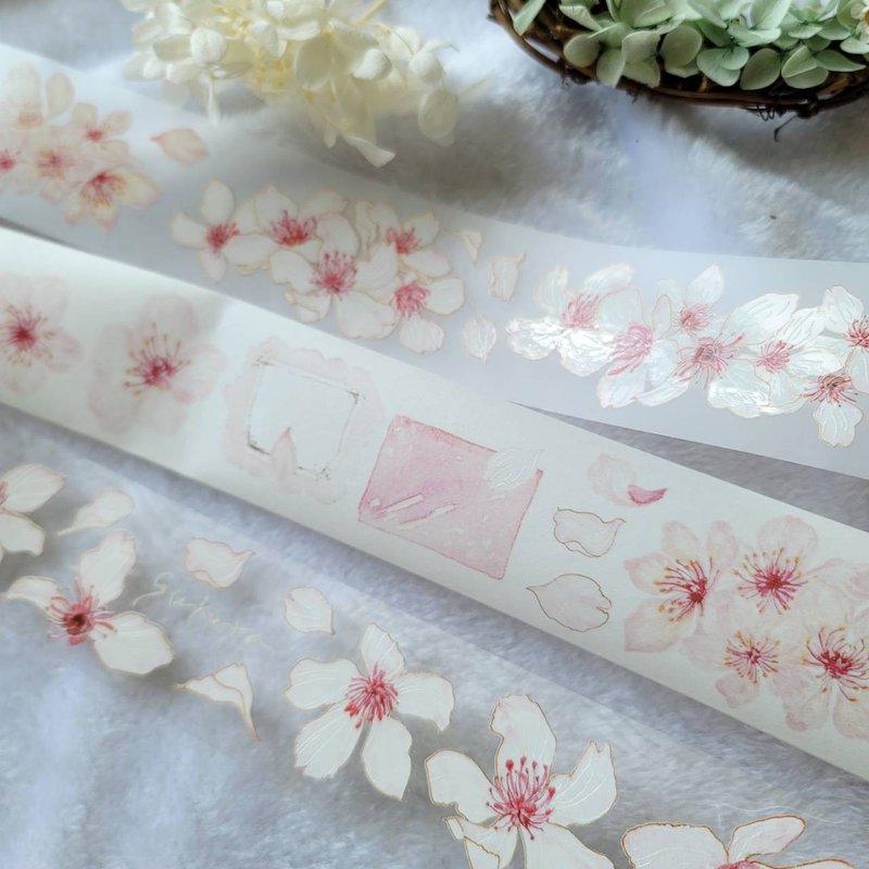花之卷14【和纸、亮面及雾面PET三款 均有水晶油墨】 - 纸胶带 - 纸 