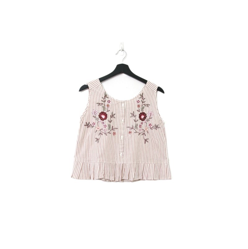 Back to Green-再制刺绣背心 豆沙紫 线条vt-102//vintage - 女装背心 - 棉．麻 